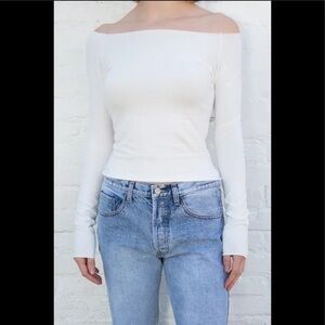 Brandy Melville White Off-Shoulder Long Sleeve
